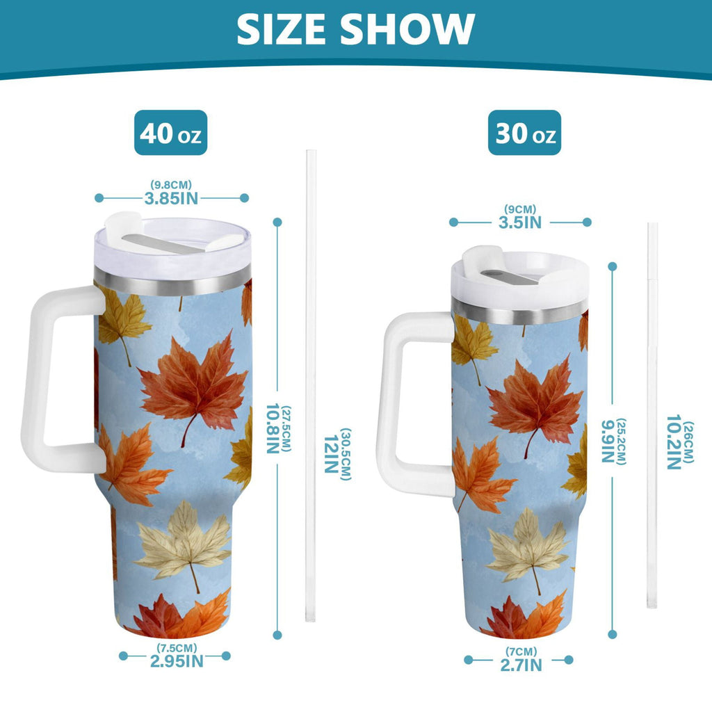 30 oz Insulated Stainless Steel Tumbler Double Wall Stainless Steel Tumbler with 2-Way Drinking Autumn Maple Leaves - Choice 630