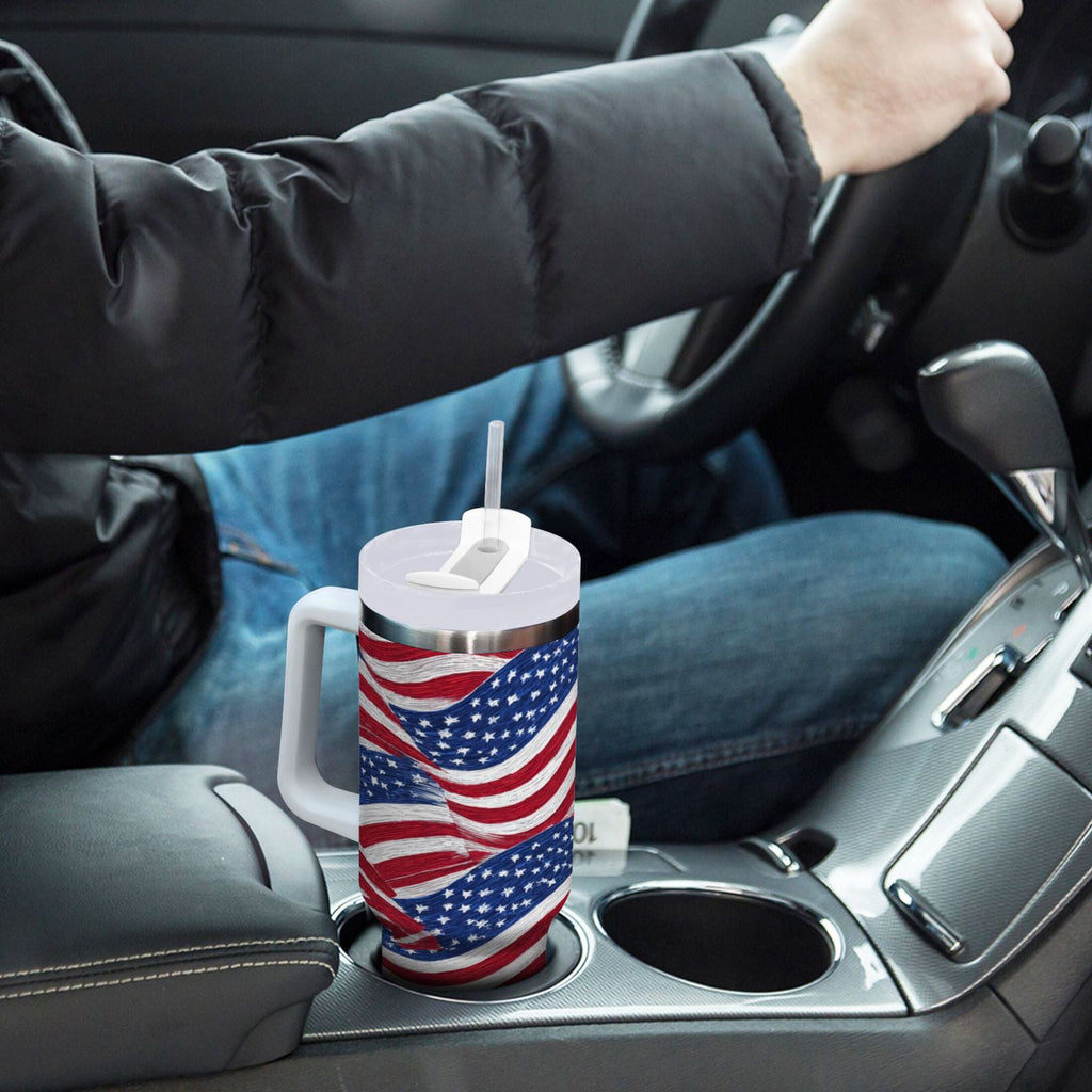 30 oz Insulated Stainless Steel Tumbler Double Wall Stainless Steel Tumbler with 2-Way Drinking Flags Wave Pattern - Choice 222