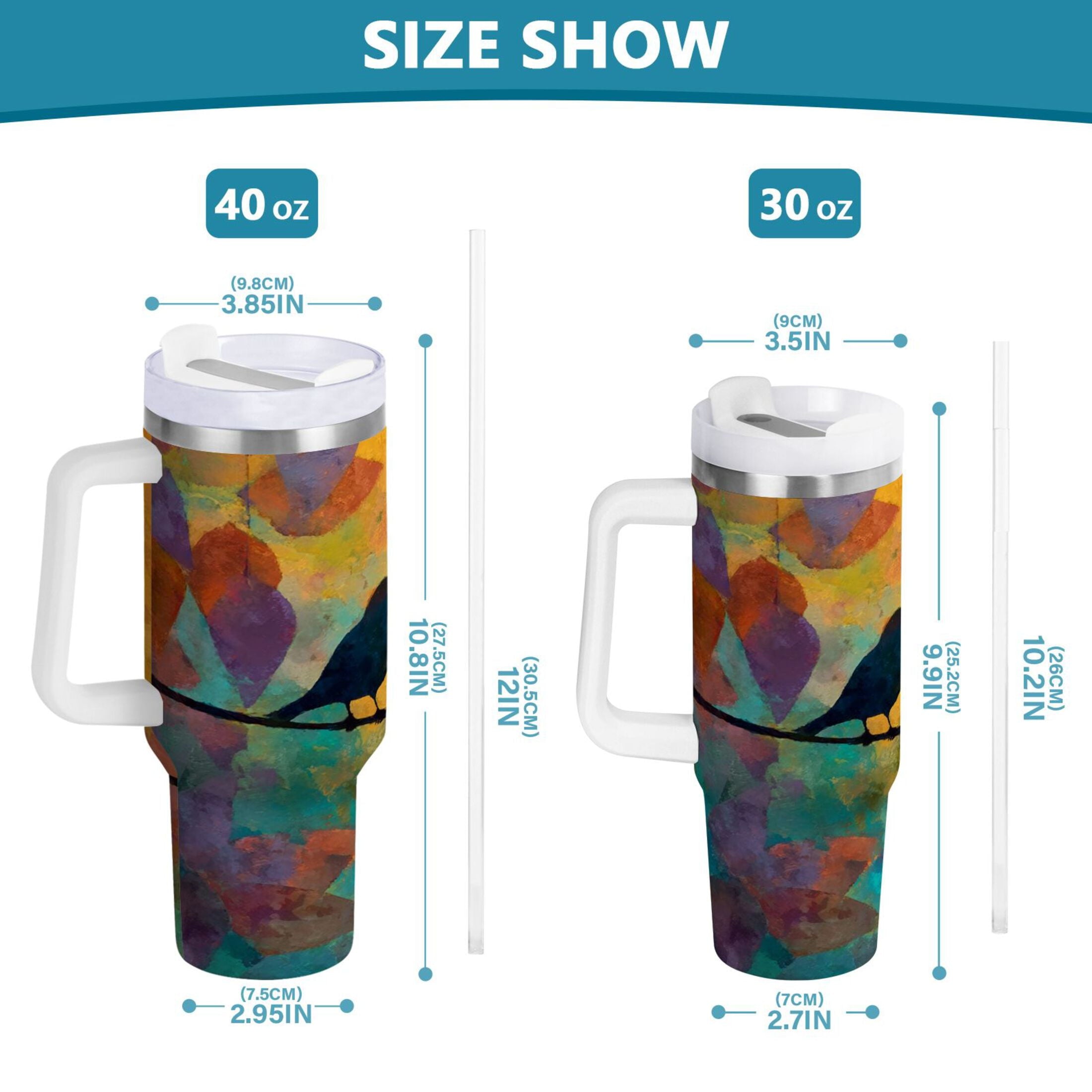 30 oz Insulated Stainless Steel Tumbler Double Wall Stainless Steel Tumbler with 2-Way Drinking Birds on A Wire - Choice 323