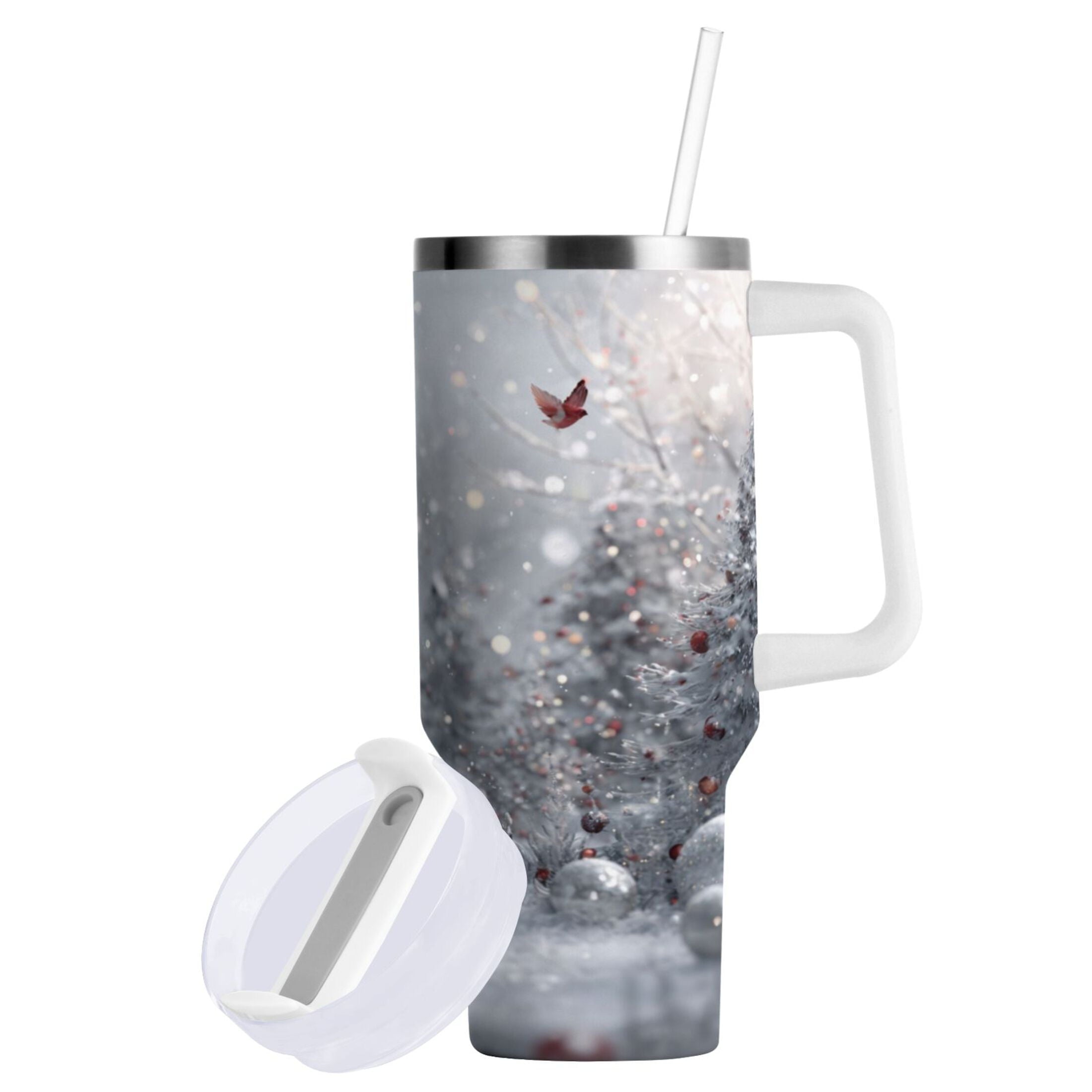 30 oz Insulated Stainless Steel Tumbler Double Wall Stainless Steel Tumbler with 2-Way Drinking Snowy Winter Landscape - Choice 292