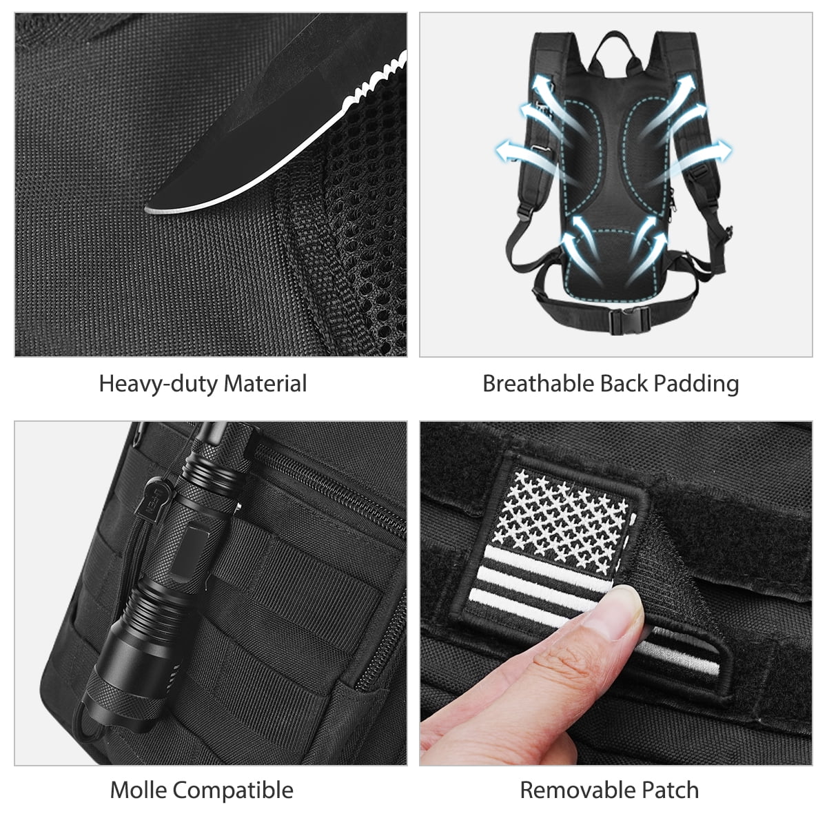 Brightify 17L Hydration Backpack with 3L TPU Water Bladder, Camel Backpack Hydration Pack for Hiking Hunting Climbing Cycling Biking Running, Molle Compatible Water Backpack for Men Women, Black - Choice 468