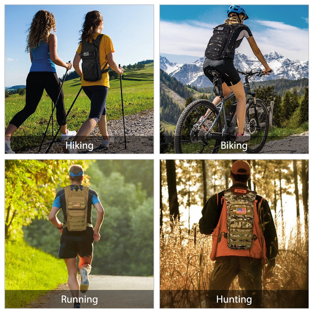 Brightify 17L Hydration Backpack with 3L TPU Water Bladder, Camel Backpack Hydration Pack for Hiking Hunting Climbing Cycling Biking Running, Molle Compatible Water Backpack for Men Women, Black - Choice 468