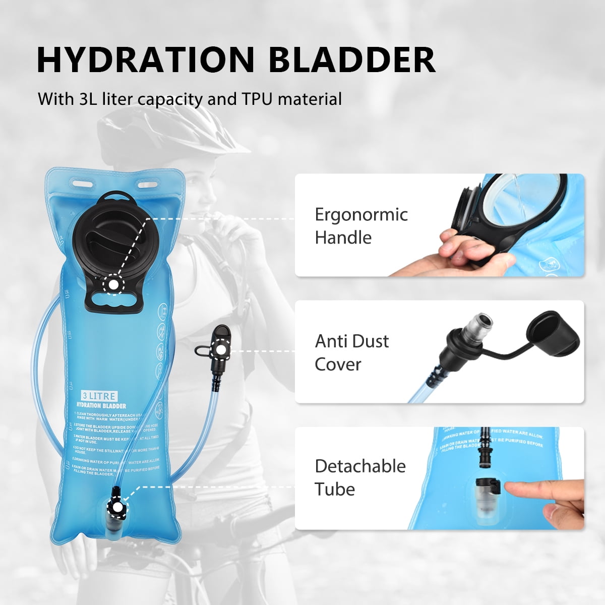 Brightify 17L Hydration Backpack with 3L TPU Water Bladder, Camel Backpack Hydration Pack for Hiking Hunting Climbing Cycling Biking Running, Molle Compatible Water Backpack for Men Women, Black - Choice 468