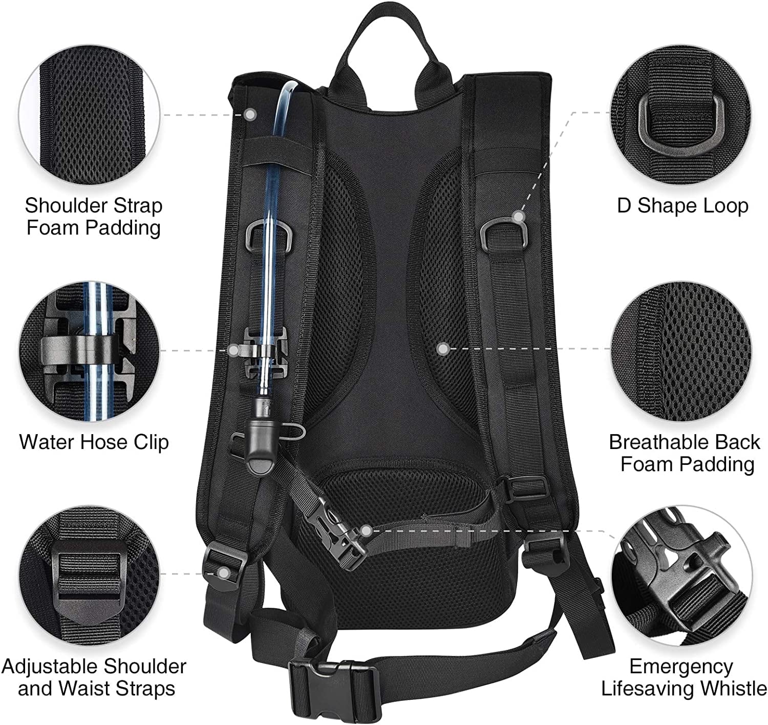 Brightify 17L Hydration Backpack with 3L TPU Water Bladder, Camel Backpack Hydration Pack for Hiking Hunting Climbing Cycling Biking Running, Molle Compatible Water Backpack for Men Women, Black - Choice 468