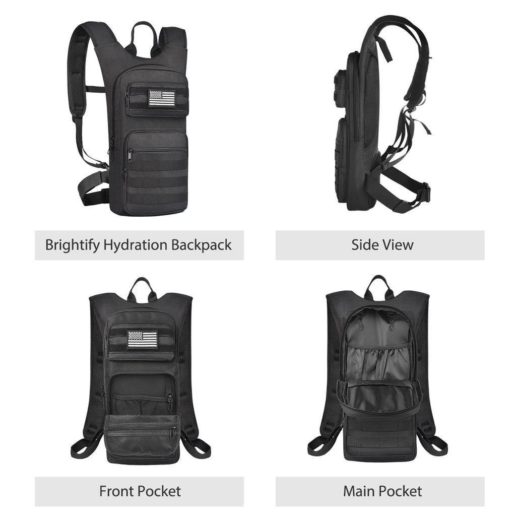 Brightify 17L Hydration Backpack with 3L TPU Water Bladder, Camel Backpack Hydration Pack for Hiking Hunting Climbing Cycling Biking Running, Molle Compatible Water Backpack for Men Women, Black - Choice 468