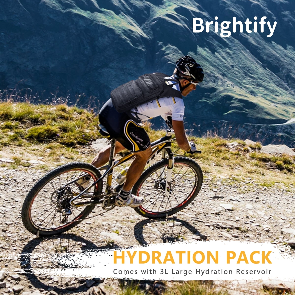 Brightify 17L Hydration Backpack with 3L TPU Water Bladder, Camel Backpack Hydration Pack for Hiking Hunting Climbing Cycling Biking Running, Molle Compatible Water Backpack for Men Women, Black - Choice 468