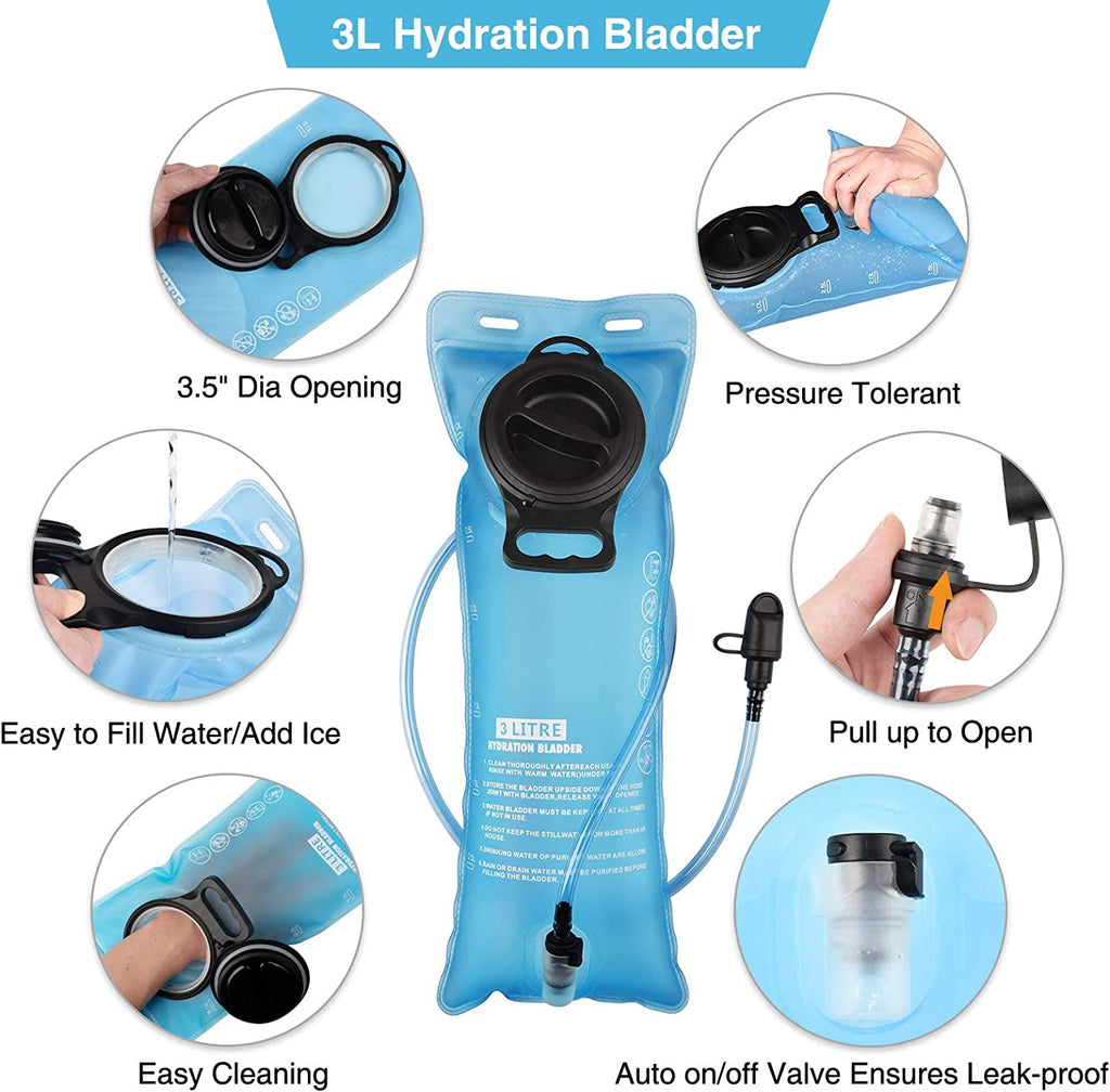 Brightify 17L Hydration Backpack with 3L TPU Water Bladder, Camel Backpack Hydration Pack for Hiking Hunting Climbing Cycling Biking Running, Molle Compatible Water Backpack for Men Women, Black - Choice 468