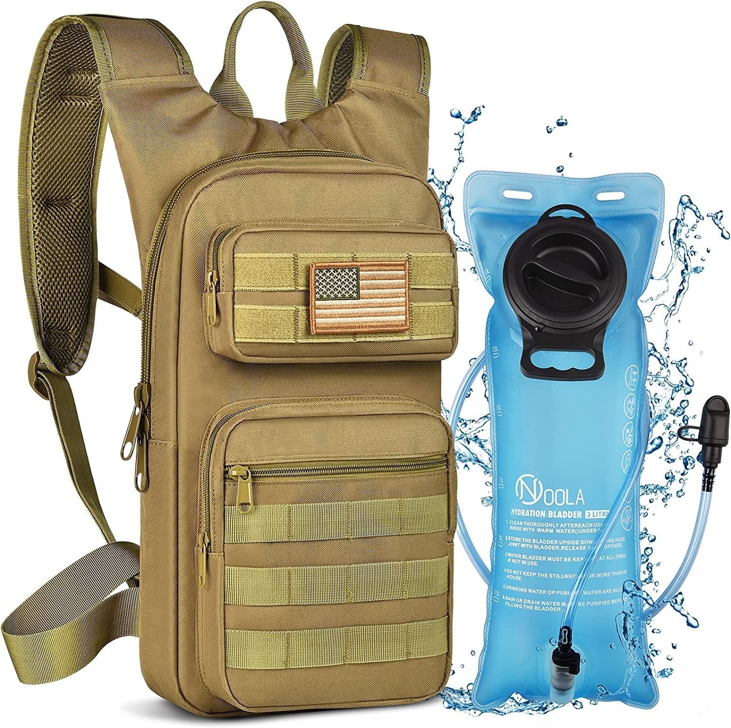 Brightify 17L Hydration Backpack with 3L TPU Water Bladder, Camel Backpack Hydration Pack for Hiking Hunting Climbing Cycling Biking Running, Molle Compatible Water Backpack for Men Women, Black - Choice 468