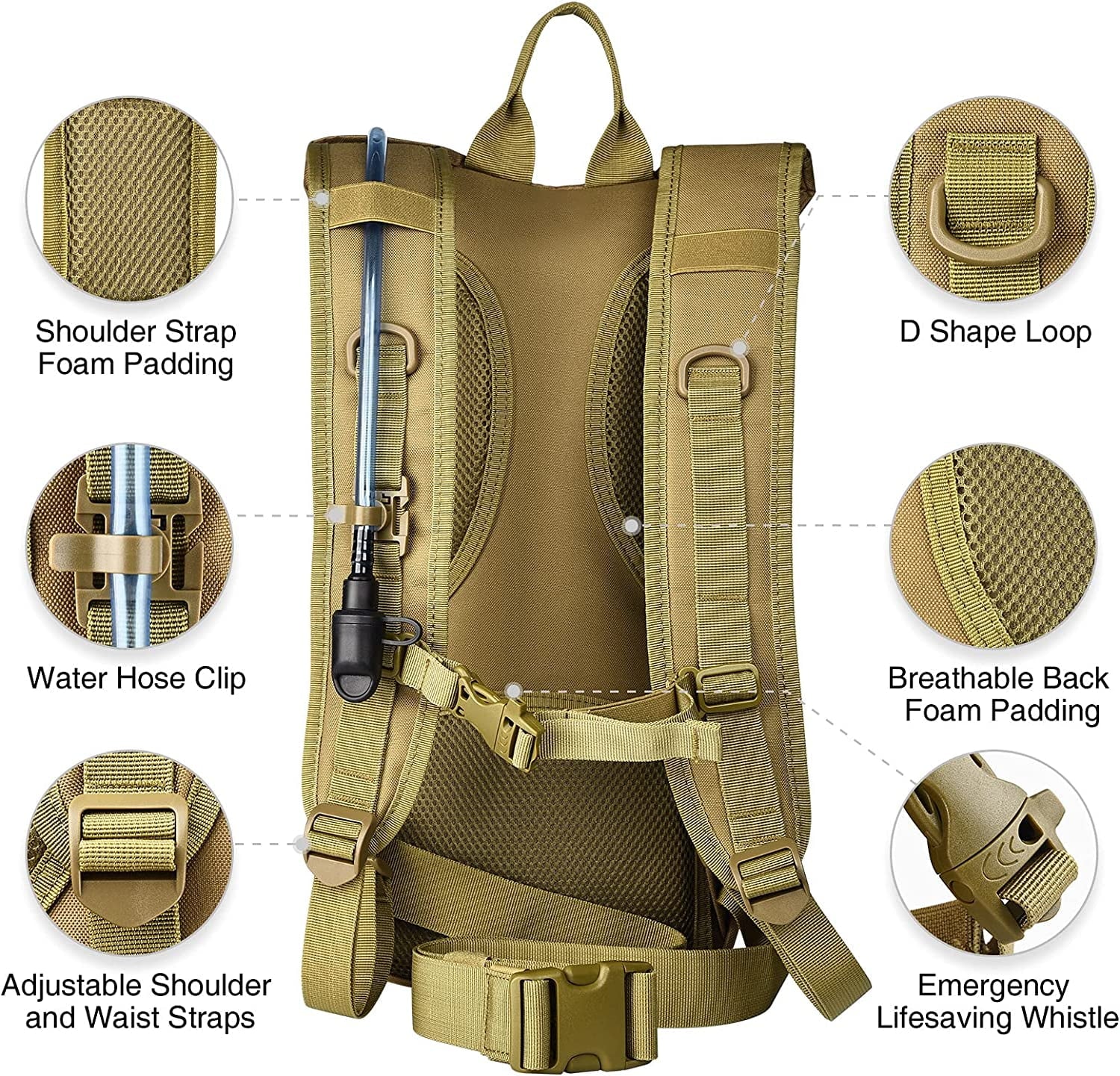 Brightify 17L Hydration Backpack with 3L TPU Water Bladder, Camel Backpack Hydration Pack for Hiking Hunting Climbing Cycling Biking Running, Molle Compatible Water Backpack for Men Women, Black - Choice 468