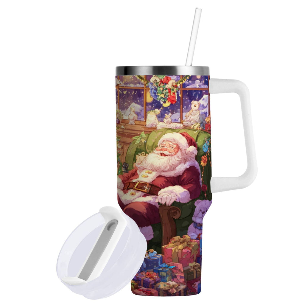 40 oz Insulated Stainless Steel Tumbler Double Wall Stainless Steel Tumbler with 2-Way Drinking Festive Christmas Scene - Choice 531