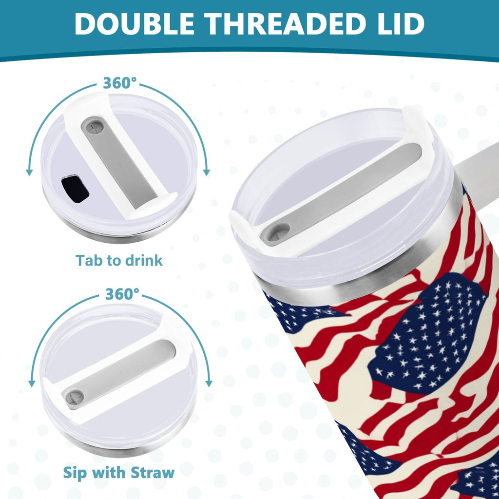 40 oz Insulated Stainless Steel Tumbler Double Wall Stainless Steel Tumbler with 2-Way Drinking Flags Abstract Design - Choice 319