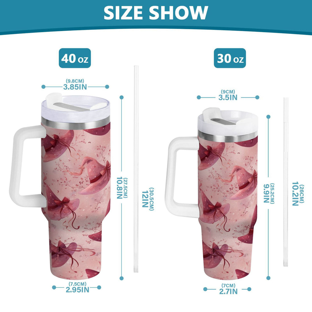 30 oz Insulated Stainless Steel Tumbler Double Wall Stainless Steel Tumbler with 2-Way Drinking Hats with Delicate Bows - Choice 476
