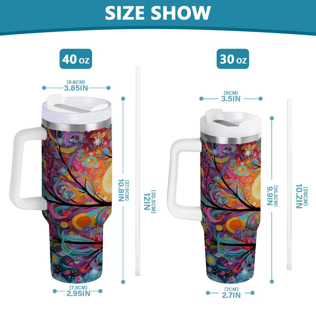 30 oz Insulated Stainless Steel Tumbler Double Wall Stainless Steel Tumbler with 2-Way Drinking Beautiful Abstract Tree Painting - Choice 791