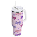 30 oz Insulated Stainless Steel Tumbler Double Wall Stainless Steel Tumbler with 2-Way Drinking Bows and Heart Pattern - Choice 586