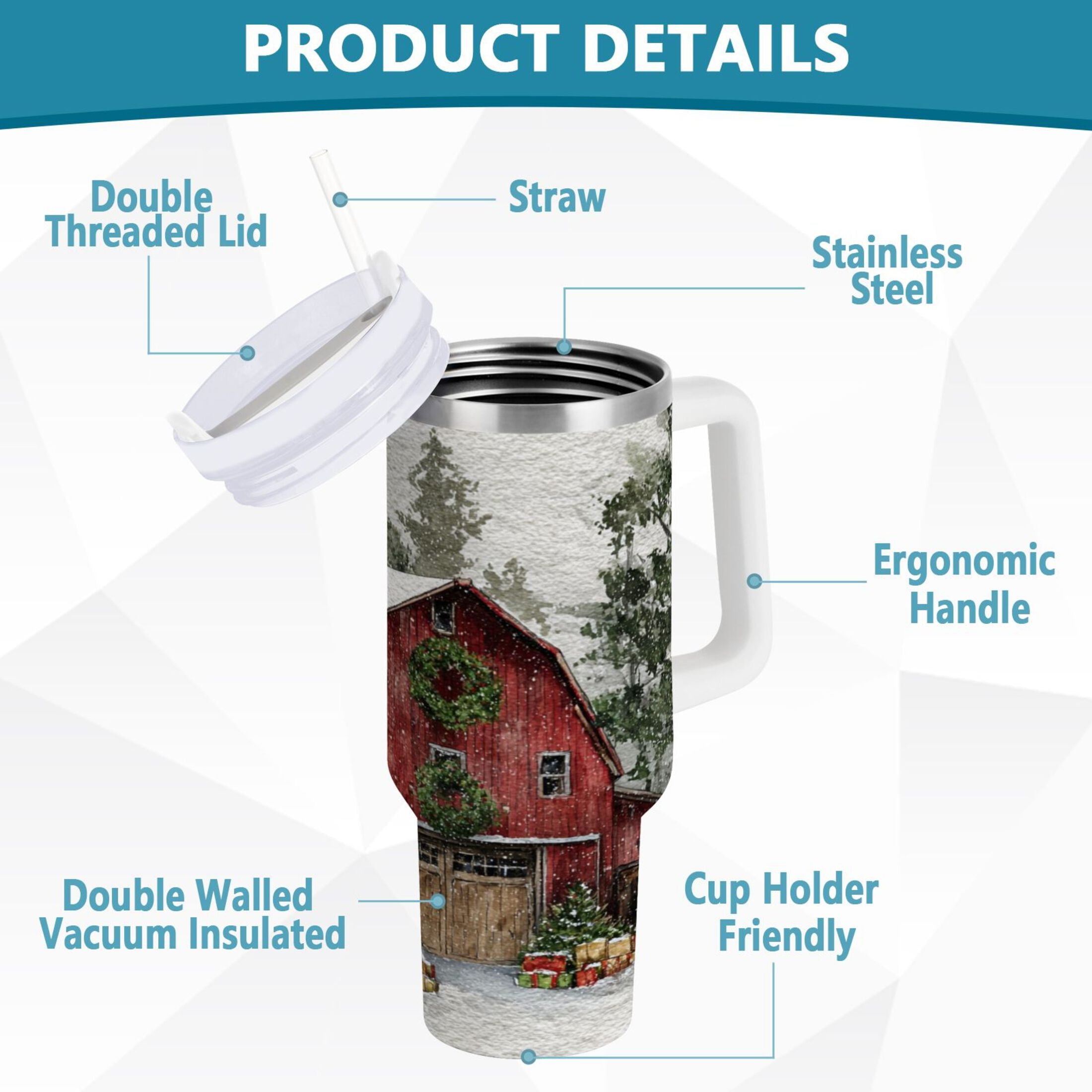 30 oz Insulated Stainless Steel Tumbler Double Wall Stainless Steel Tumbler with 2-Way Drinking Old Red Barn - Choice 543