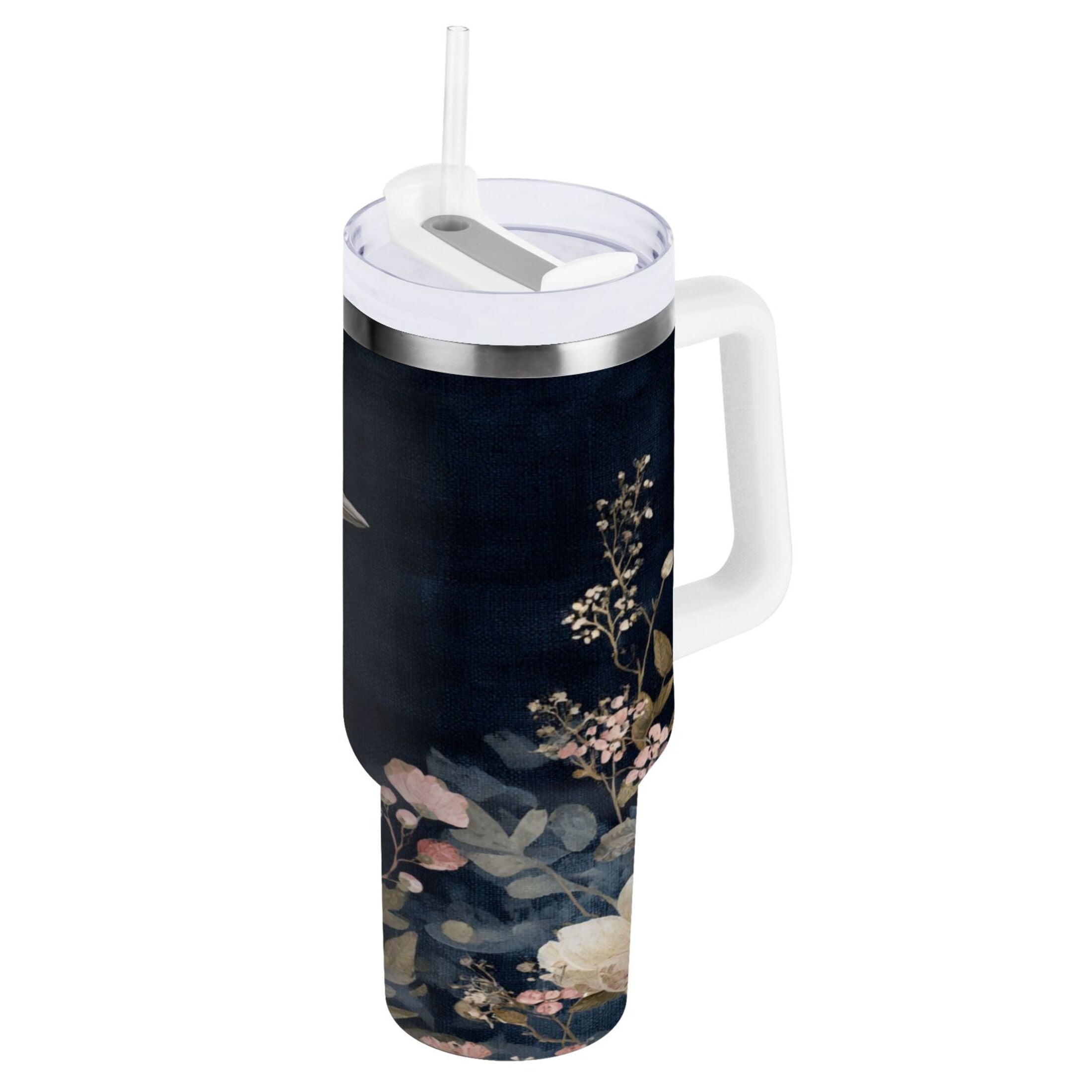 30 oz Insulated Stainless Steel Tumbler Double Wall Stainless Steel Tumbler with 2-Way Drinking Watercolor Vintage Blue Bird - Choice 550