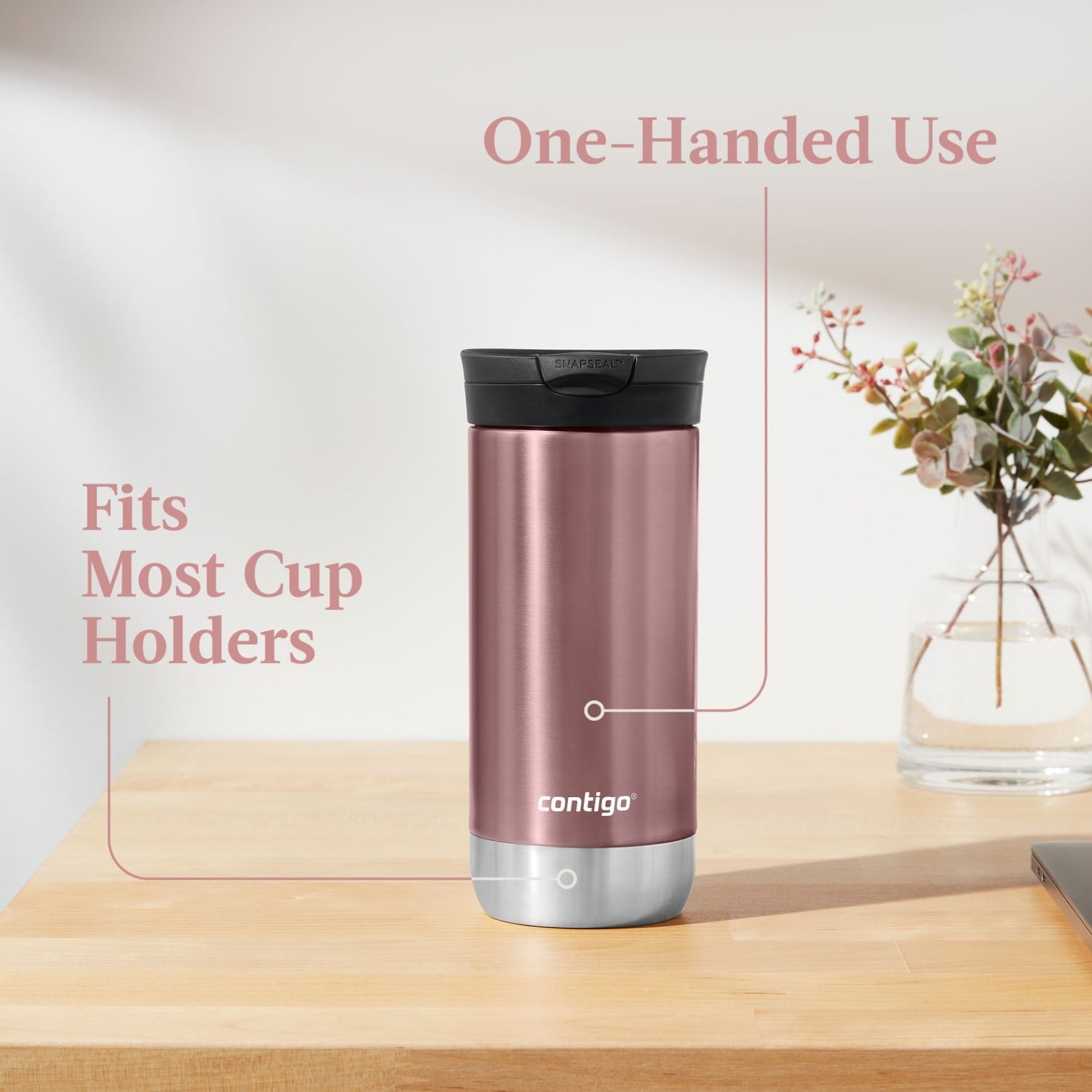 Contigo 16 oz. Huron 2.0 SnapSeal Stainless Steel Travel Mug - Licorice - Choice 314