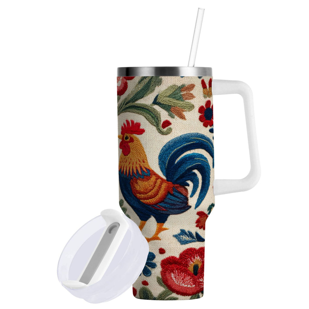 40 oz Insulated Stainless Steel Tumbler Double Wall Stainless Steel Tumbler with 2-Way Drinking Male and Female Chickens - Choice 189