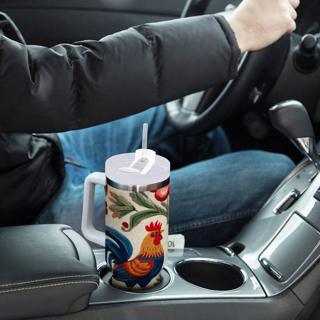 40 oz Insulated Stainless Steel Tumbler Double Wall Stainless Steel Tumbler with 2-Way Drinking Male and Female Chickens - Choice 189