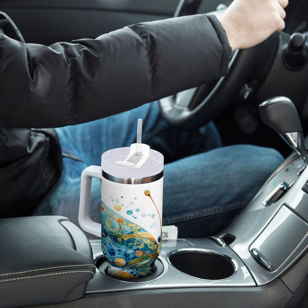 40 oz Insulated Stainless Steel Tumbler Double Wall Stainless Steel Tumbler with 2-Way Drinking Intricately Butterfly - Choice 662