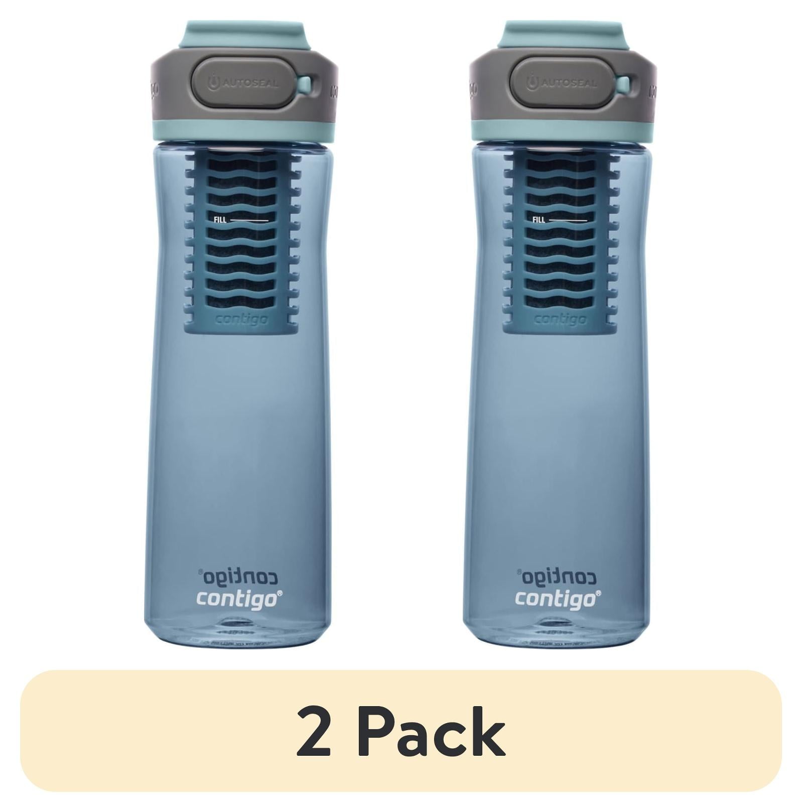 (2 pack) Contigo Clybourn Plastic FreeFlow Filter Water Bottle with AUTOSEAL Lid 24 oz., Dark Ice, with Replacable Filter - Choice 244