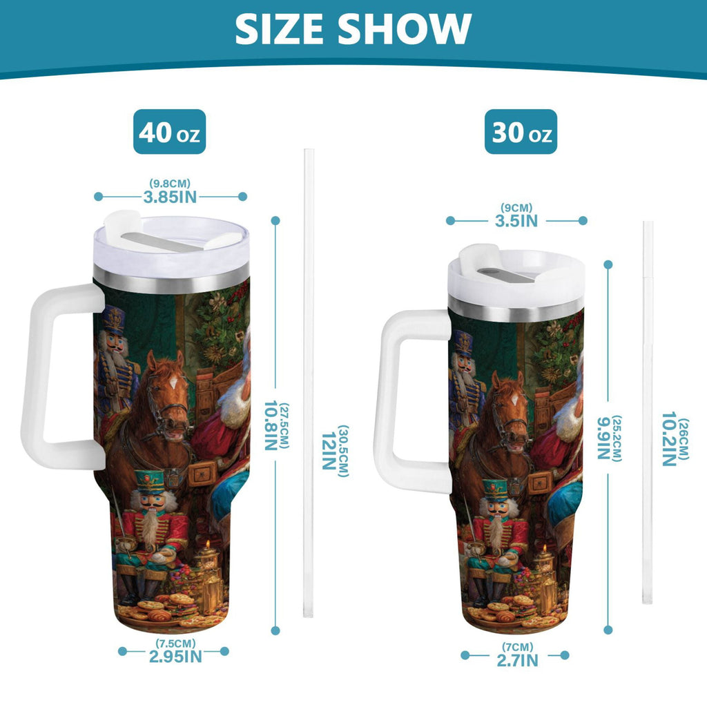 40 oz Insulated Stainless Steel Tumbler Double Wall Stainless Steel Tumbler with 2-Way Drinking Santa Eating Cookies - Choice 777