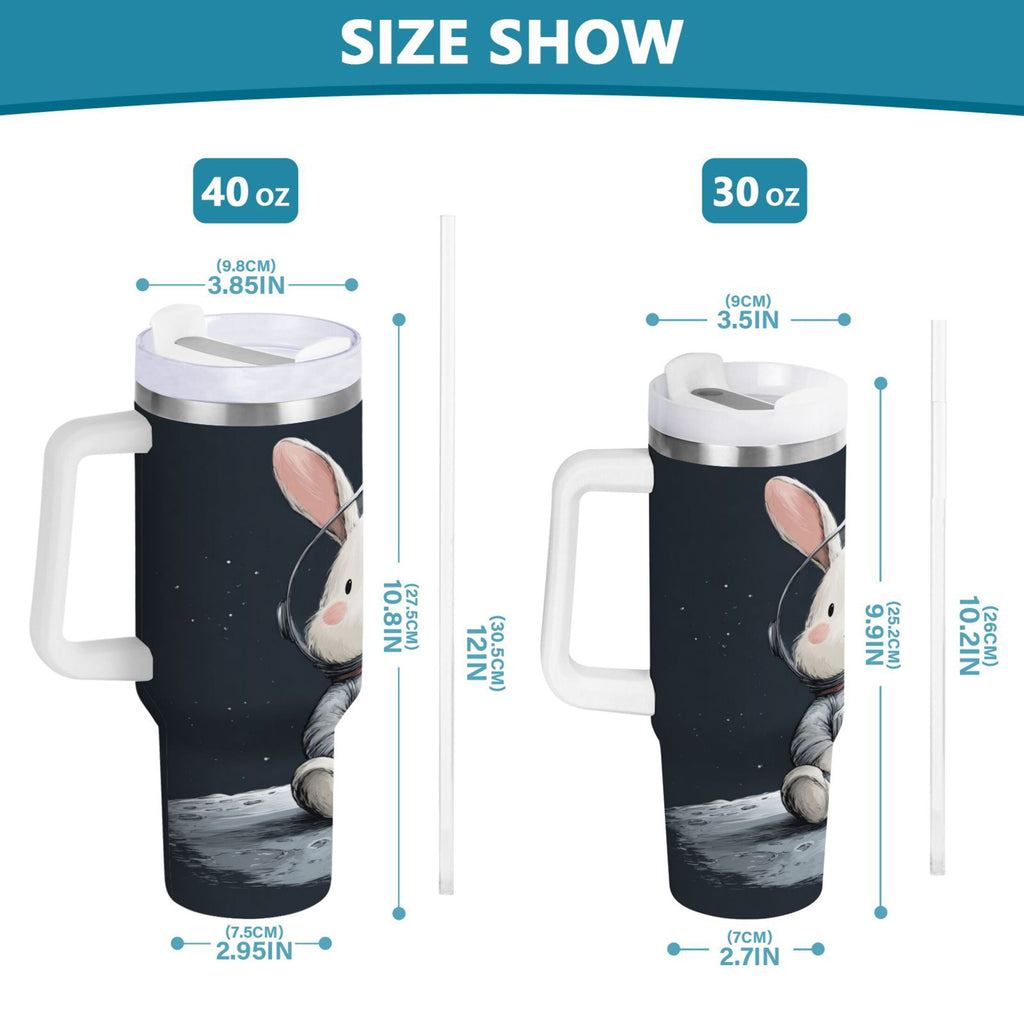 40 oz Insulated Stainless Steel Tumbler Double Wall Stainless Steel Tumbler with 2-Way Drinking Rabbit in A Space - Choice 753
