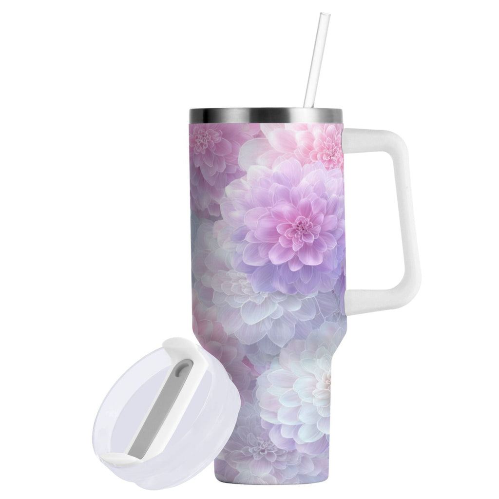 30 oz Insulated Stainless Steel Tumbler Double Wall Stainless Steel Tumbler with 2-Way Drinking Cute Pastel Watercolor Floral - Choice 147