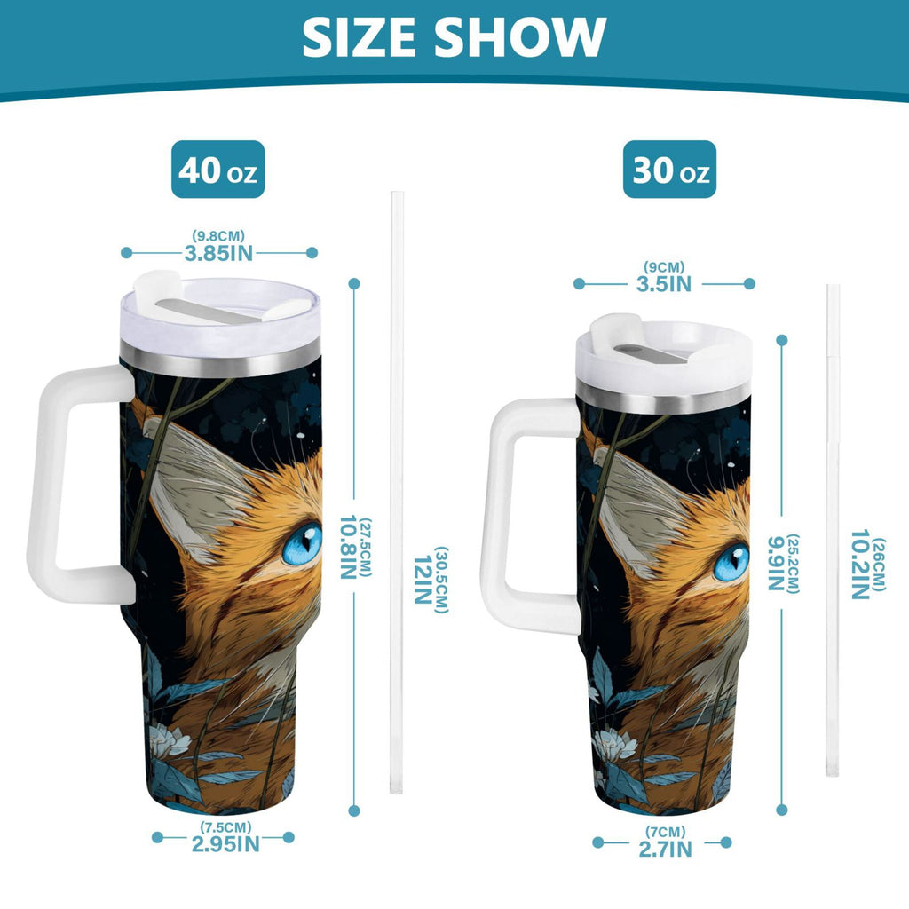 30 oz Insulated Stainless Steel Tumbler Double Wall Stainless Steel Tumbler with 2-Way Drinking Orange Cat with Blue Eyes - Choice 758