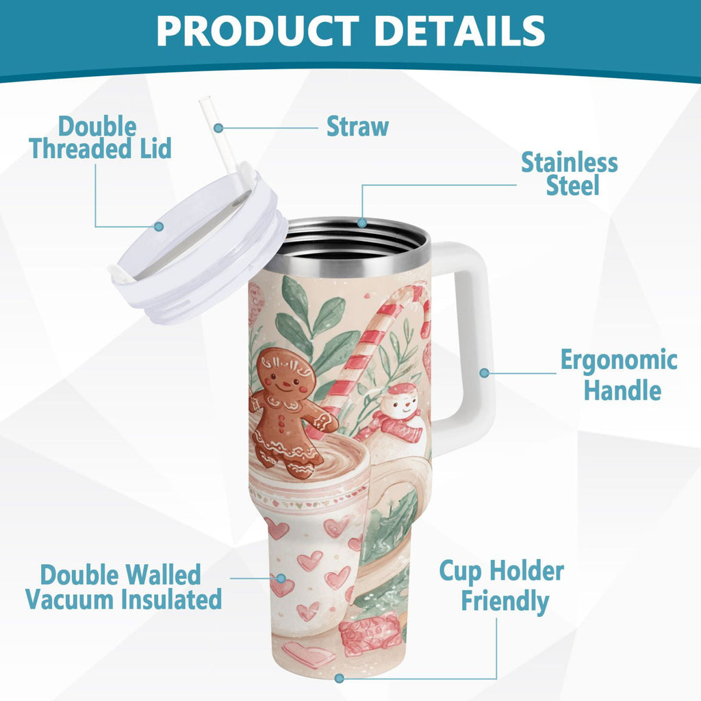30 oz Insulated Stainless Steel Tumbler Double Wall Stainless Steel Tumbler with 2-Way Drinking Cute Christmas Design - Choice 272