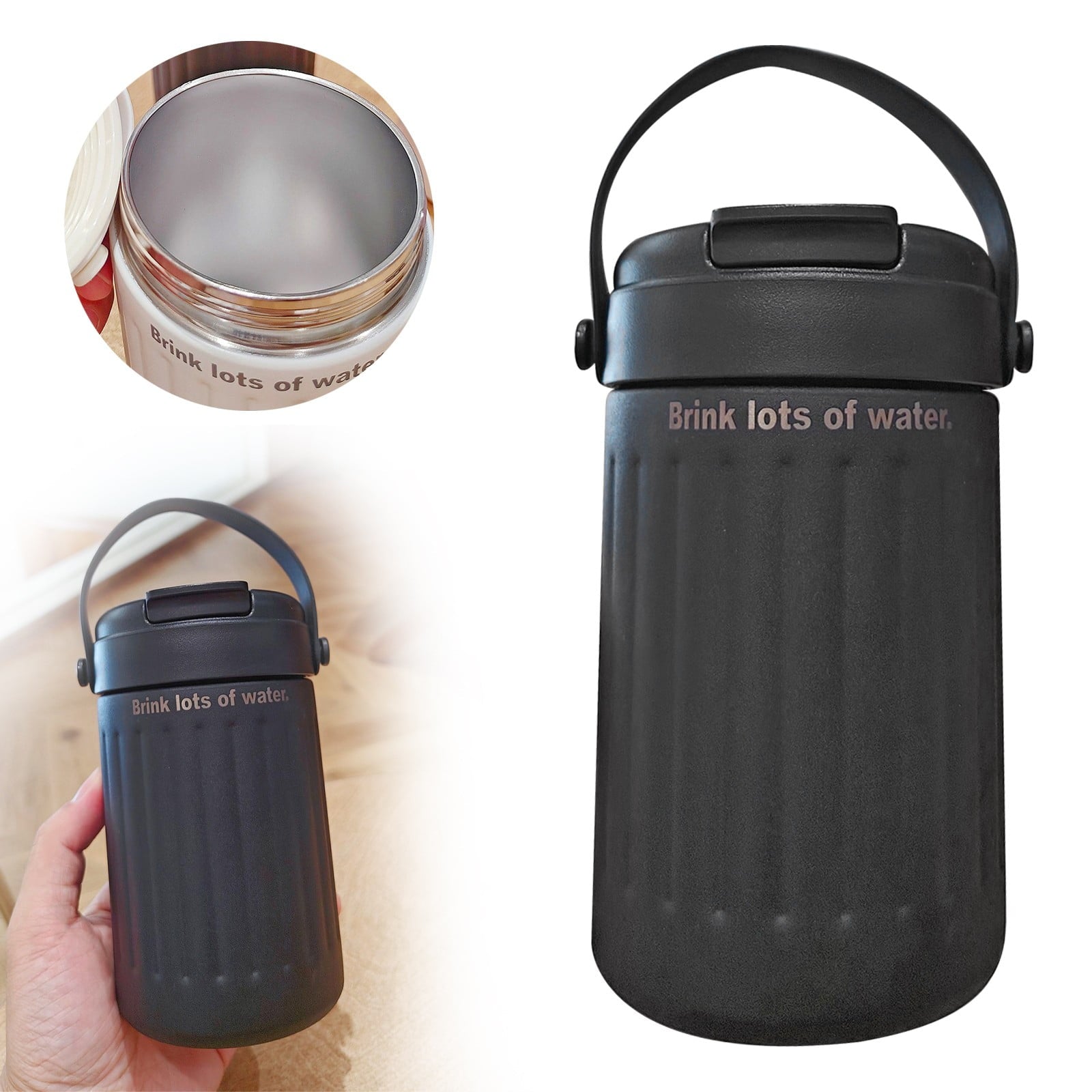 BinKFF Simple Modern Travel Coffee Mug, Insulated Coffee Tumblers with Lid, Double Walled Iced Travel Coffee Mug for Woman and Man Stainless Steel Tumbler with Handle - Choice 646