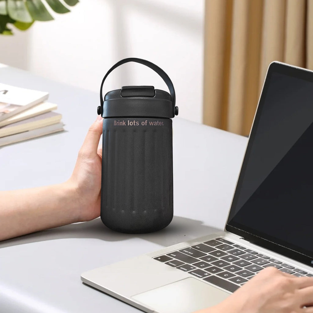 BinKFF Simple Modern Travel Coffee Mug, Insulated Coffee Tumblers with Lid, Double Walled Iced Travel Coffee Mug for Woman and Man Stainless Steel Tumbler with Handle - Choice 646