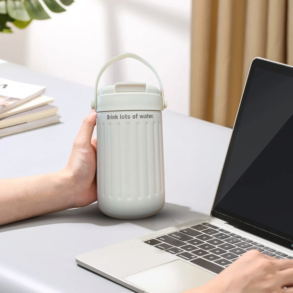 BinKFF Simple Modern Travel Coffee Mug, Insulated Coffee Tumblers with Lid, Double Walled Iced Travel Coffee Mug for Woman and Man Stainless Steel Tumbler with Handle - Choice 646