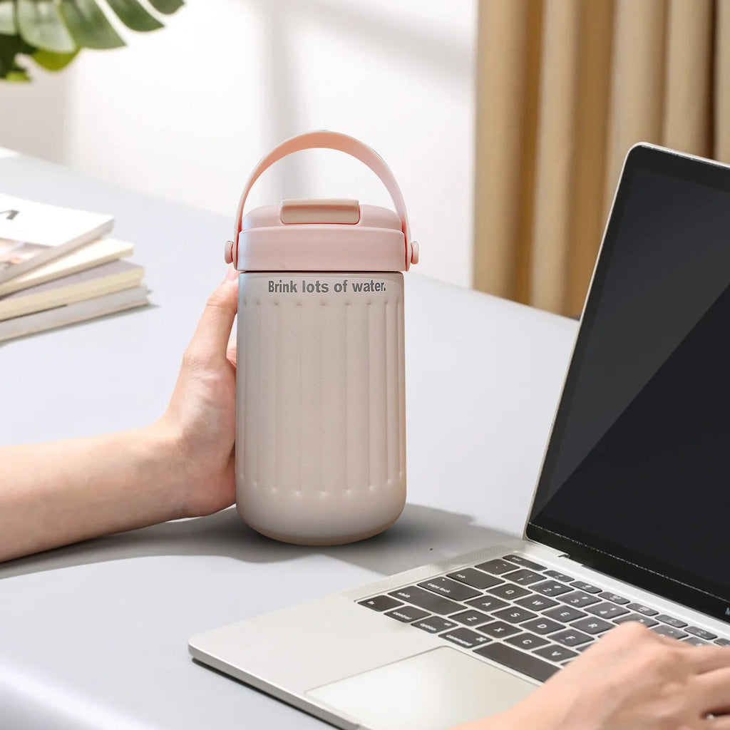 BinKFF Simple Modern Travel Coffee Mug, Insulated Coffee Tumblers with Lid, Double Walled Iced Travel Coffee Mug for Woman and Man Stainless Steel Tumbler with Handle - Choice 646