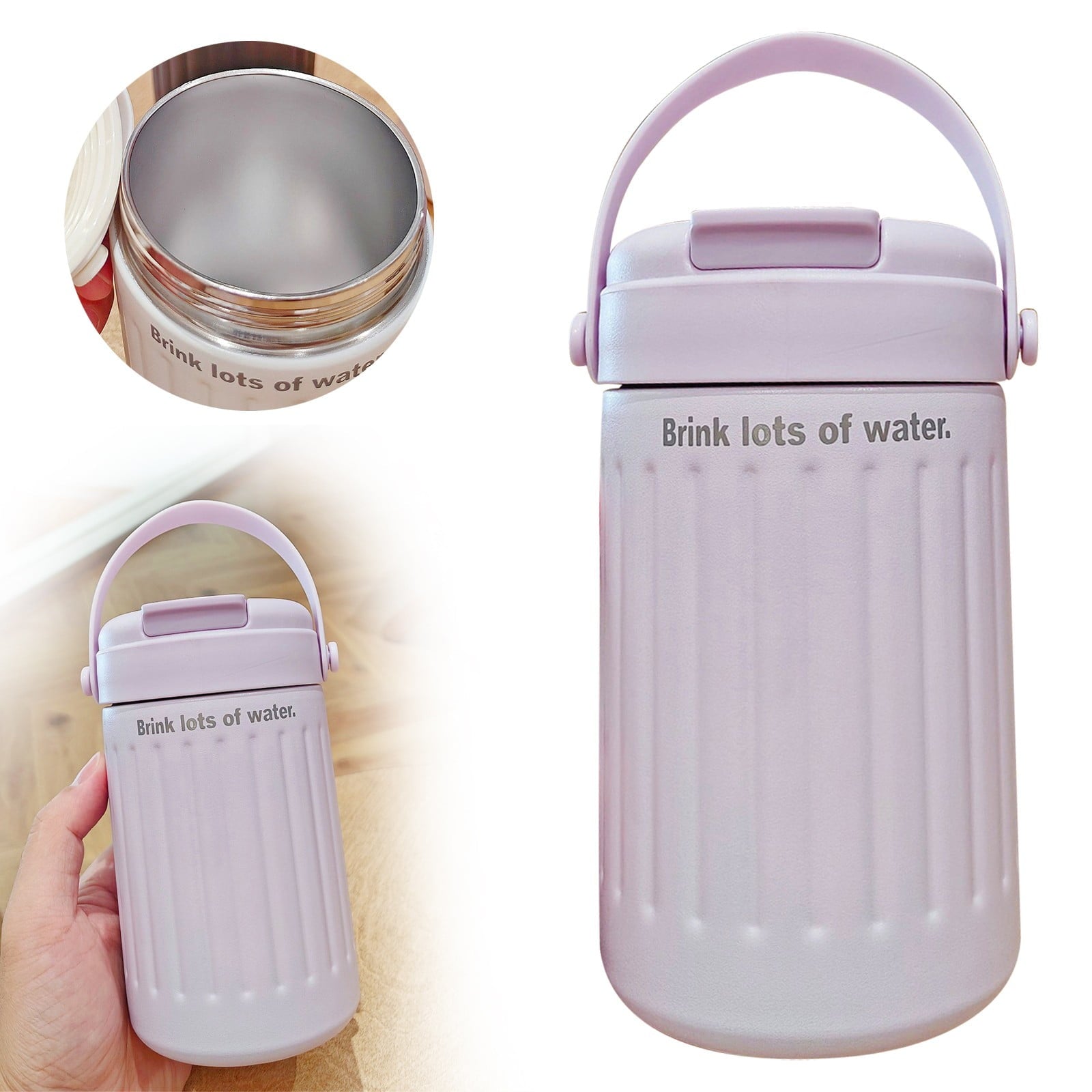 BinKFF Simple Modern Travel Coffee Mug, Insulated Coffee Tumblers with Lid, Double Walled Iced Travel Coffee Mug for Woman and Man Stainless Steel Tumbler with Handle - Choice 646
