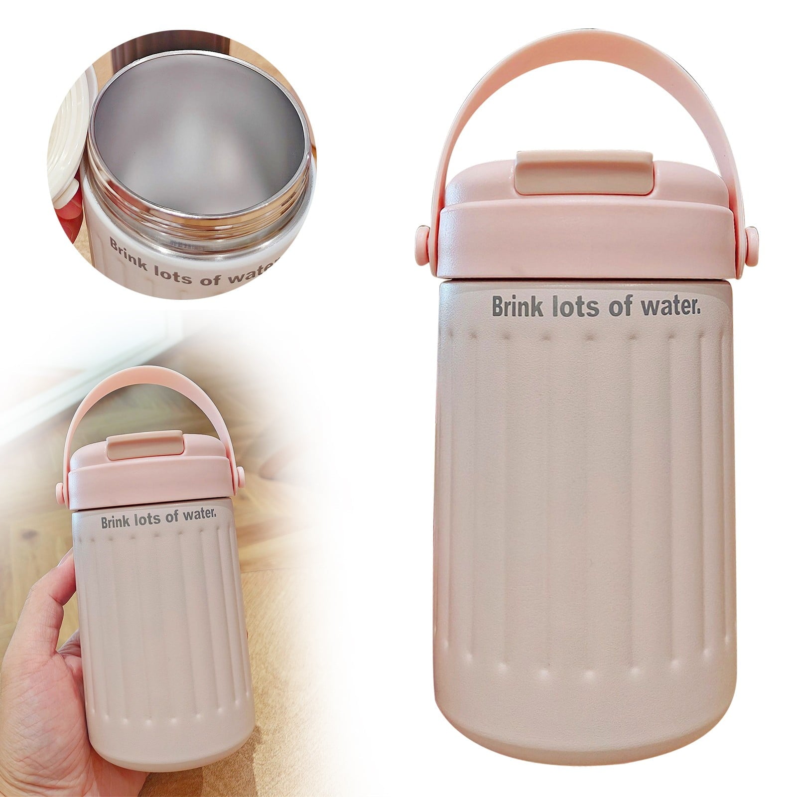 BinKFF Simple Modern Travel Coffee Mug, Insulated Coffee Tumblers with Lid, Double Walled Iced Travel Coffee Mug for Woman and Man Stainless Steel Tumbler with Handle - Choice 646