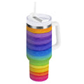 30 oz Insulated Stainless Steel Tumbler Double Wall Stainless Steel Tumbler with 2-Way Drinking Watercolor Rainbow Colors - Choice 635