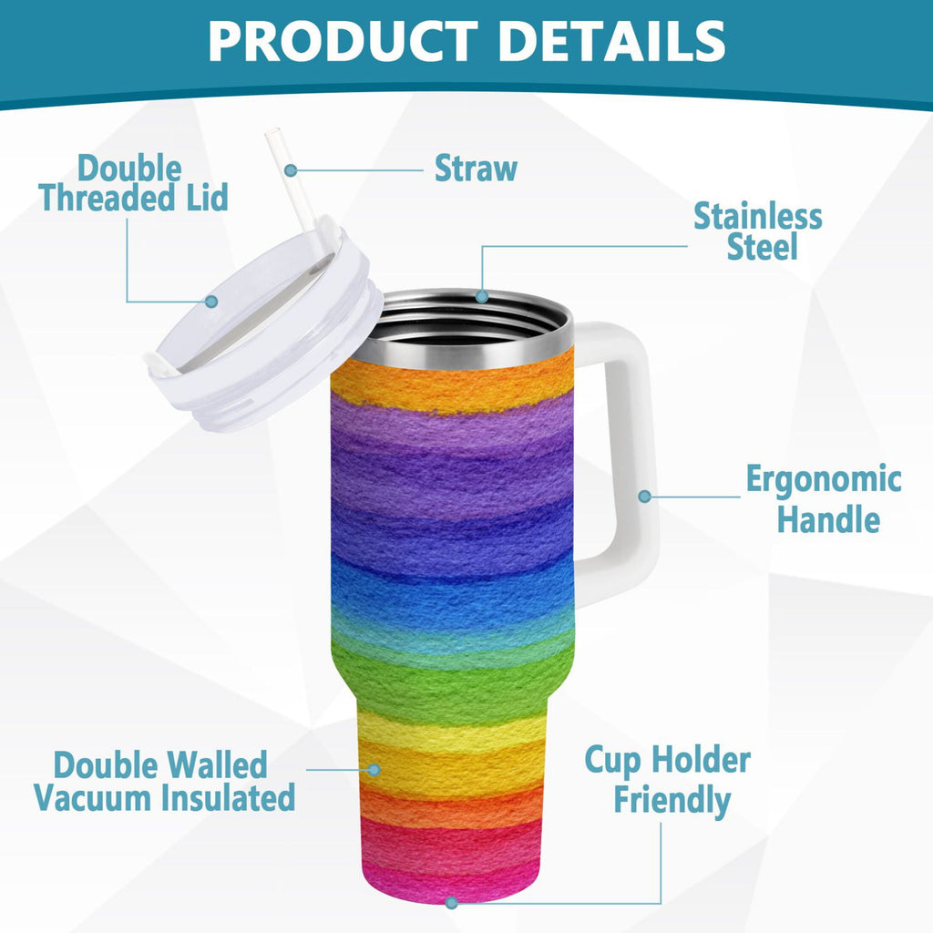 30 oz Insulated Stainless Steel Tumbler Double Wall Stainless Steel Tumbler with 2-Way Drinking Watercolor Rainbow Colors - Choice 635