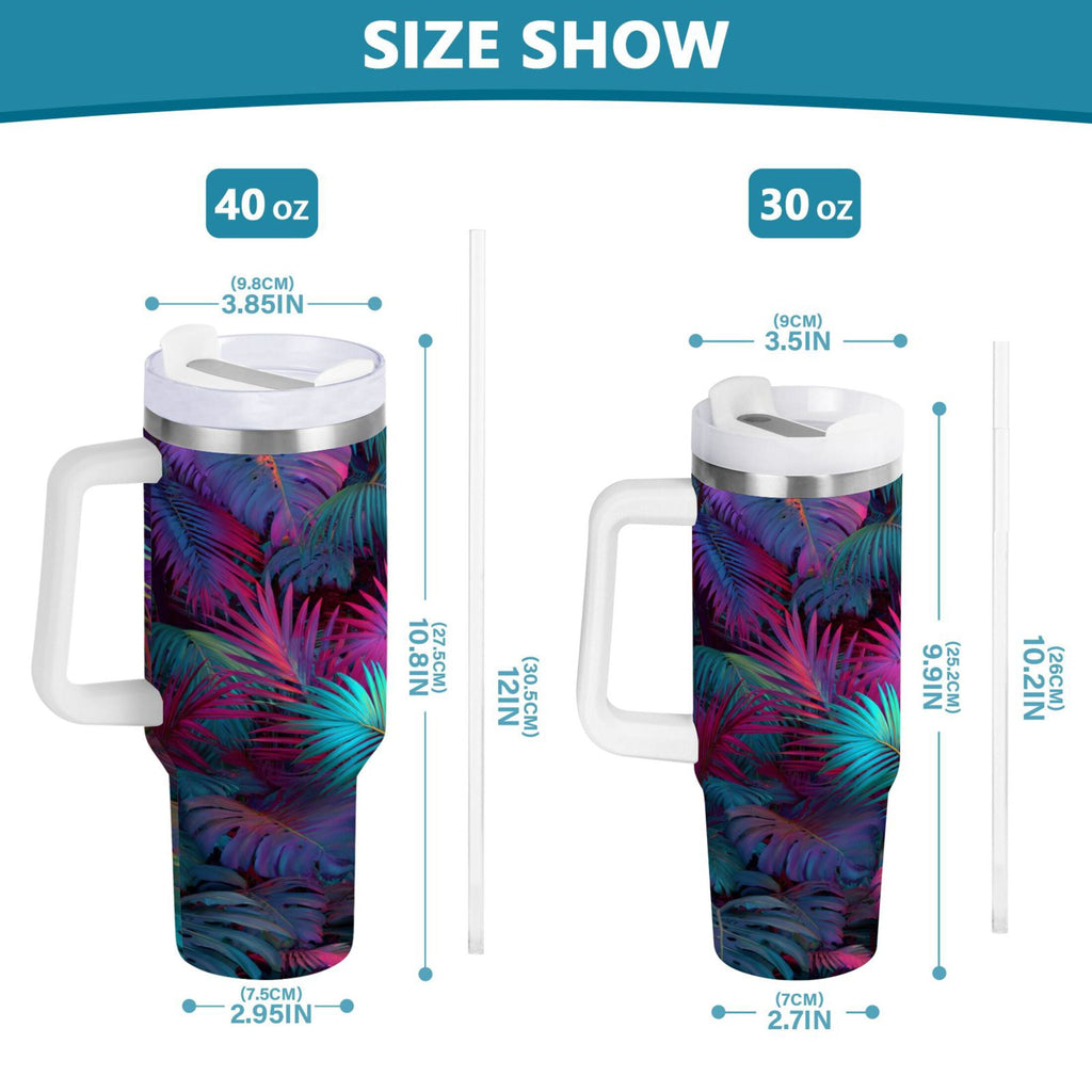 30 oz Insulated Stainless Steel Tumbler Double Wall Stainless Steel Tumbler with 2-Way Drinking Vibrant and Shimmering Jungle - Choice 125