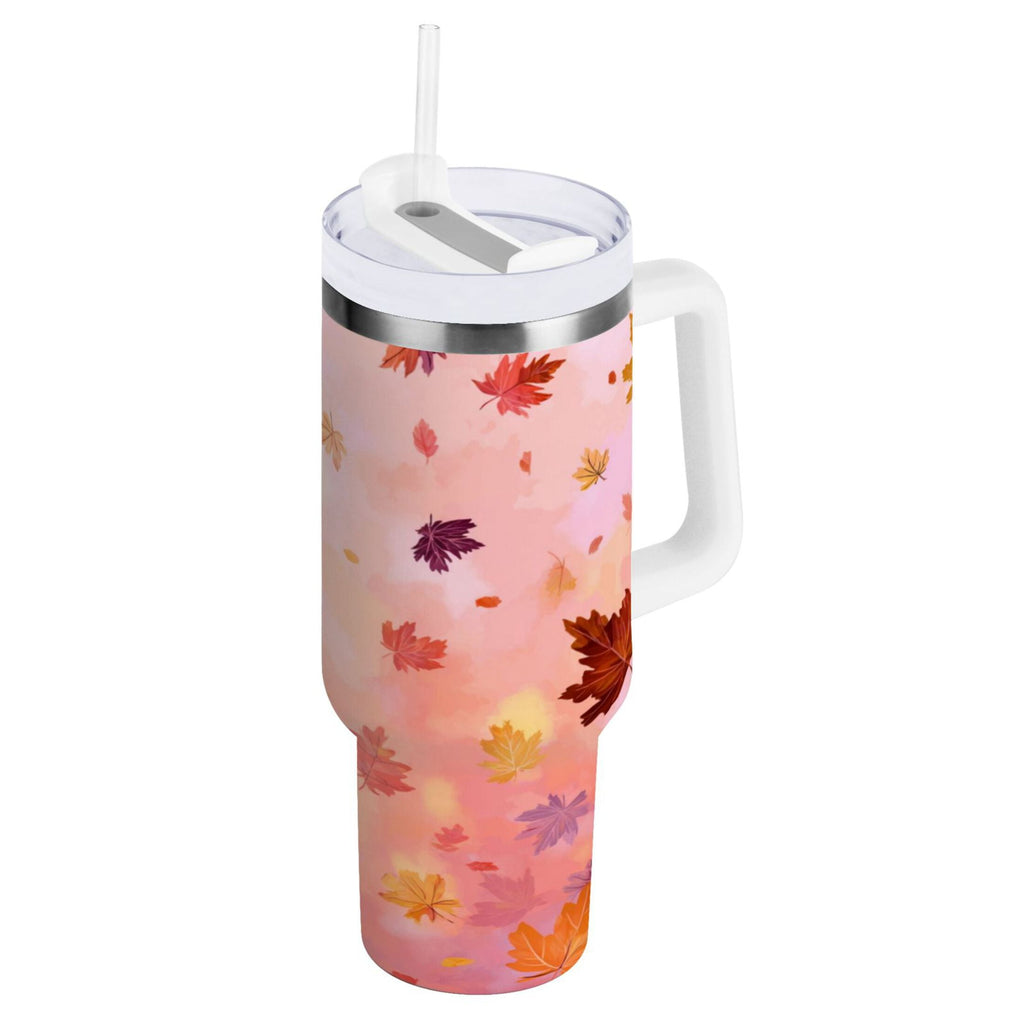 30 oz Insulated Stainless Steel Tumbler Double Wall Stainless Steel Tumbler with 2-Way Drinking Autumn Leaves Falling - Choice 476