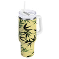 30 oz Insulated Stainless Steel Tumbler Double Wall Stainless Steel Tumbler with 2-Way Drinking Bamboo and Green Leaves - Choice 544