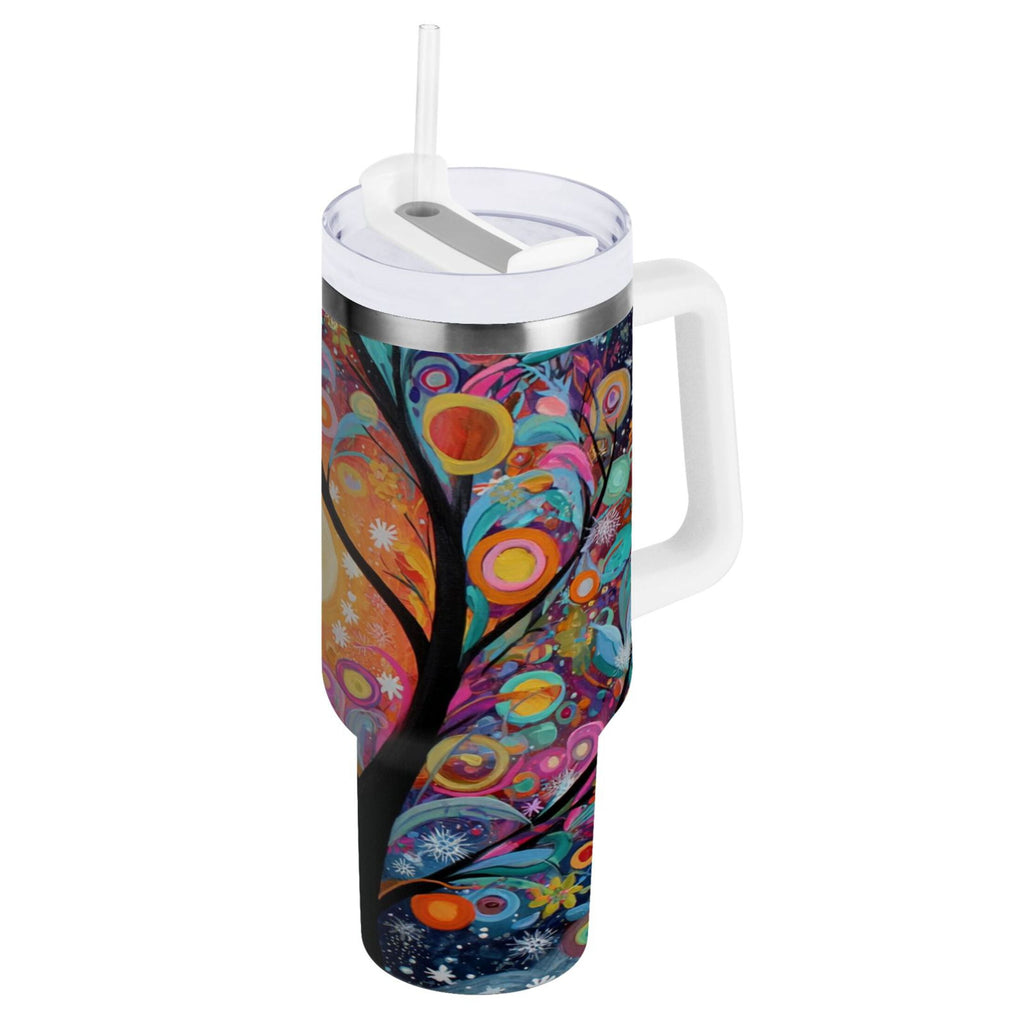 30 oz Insulated Stainless Steel Tumbler Double Wall Stainless Steel Tumbler with 2-Way Drinking Beautiful Abstract Tree Painting - Choice 791