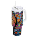 30 oz Insulated Stainless Steel Tumbler Double Wall Stainless Steel Tumbler with 2-Way Drinking Beautiful Abstract Tree Painting - Choice 791