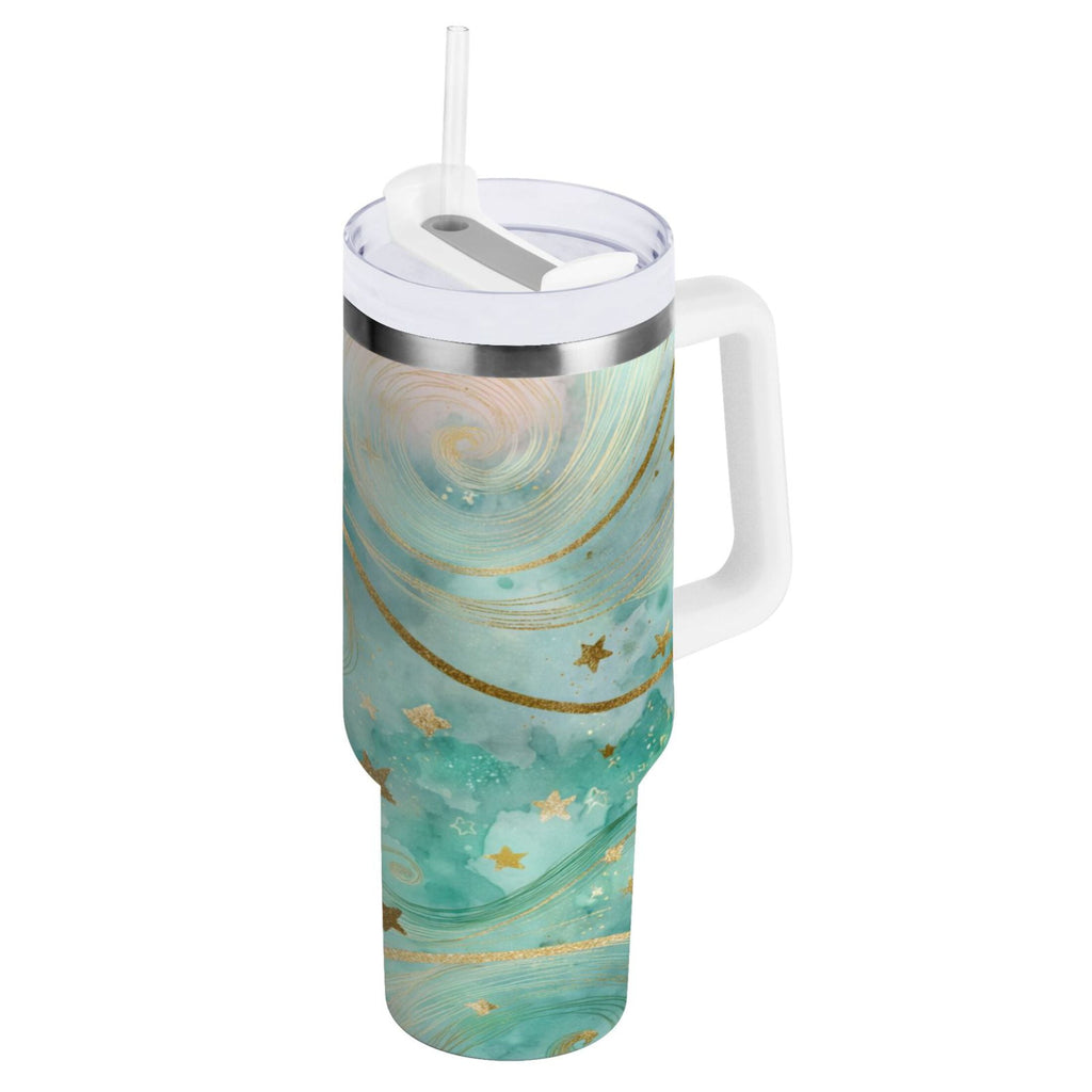 30 oz Insulated Stainless Steel Tumbler Double Wall Stainless Steel Tumbler with 2-Way Drinking Beautiful Swirling Lines - Choice 279