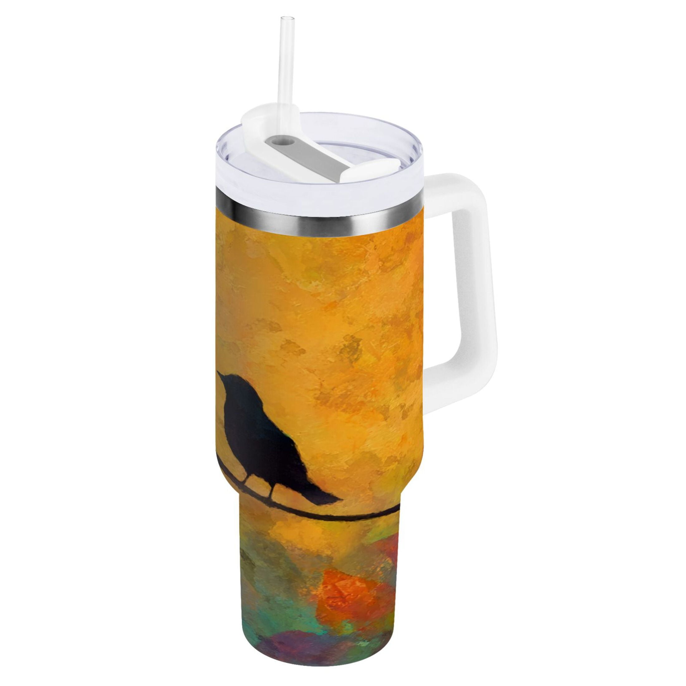30 oz Insulated Stainless Steel Tumbler Double Wall Stainless Steel Tumbler with 2-Way Drinking Birds on A Wire - Choice 323