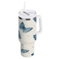 30 oz Insulated Stainless Steel Tumbler Double Wall Stainless Steel Tumbler with 2-Way Drinking Blue Watercolor Butterflies - Choice 605