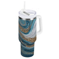 30 oz Insulated Stainless Steel Tumbler Double Wall Stainless Steel Tumbler with 2-Way Drinking Blue and Gold Swirling - Choice 682