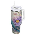 30 oz Insulated Stainless Steel Tumbler Double Wall Stainless Steel Tumbler with 2-Way Drinking Bluebird and Flower - Choice 992