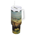30 oz Insulated Stainless Steel Tumbler Double Wall Stainless Steel Tumbler with 2-Way Drinking Buffalo Herd Oil Painting - Choice 227