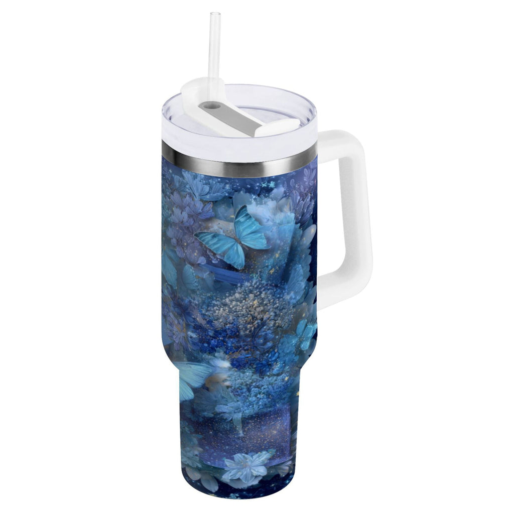 30 oz Insulated Stainless Steel Tumbler Double Wall Stainless Steel Tumbler with 2-Way Drinking Butterflies Books and Flowers - Choice 216